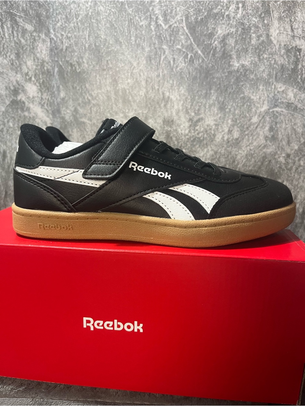 Reebok Kids Black White and Gum Low-Top Sneaker
